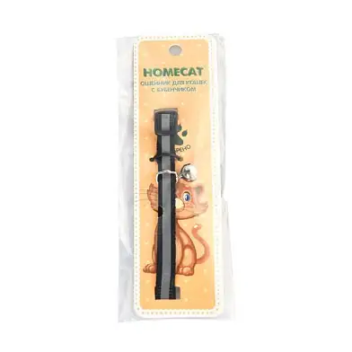Homecat ошейник для кошек с бубенчиком черный
